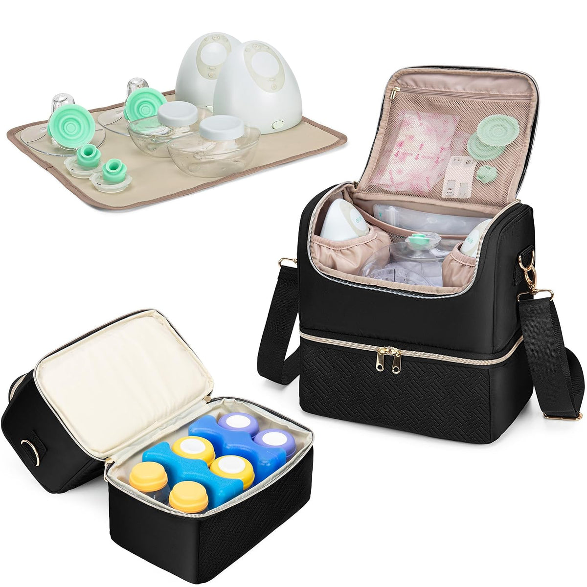 Wearable Breast Pump Bag, Pumping Bag with Cooler Compartment