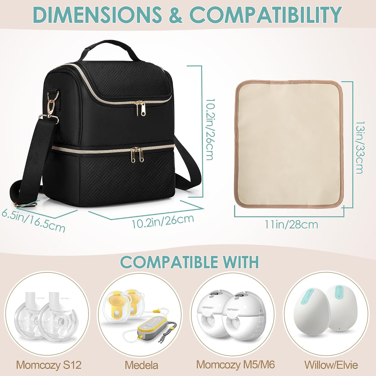 Wearable Breast Pump Bag, Pumping Bag with Cooler Compartment
