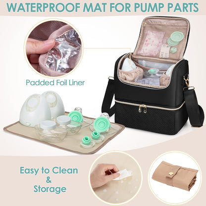 Wearable Breast Pump Bag, Pumping Bag with Cooler Compartment