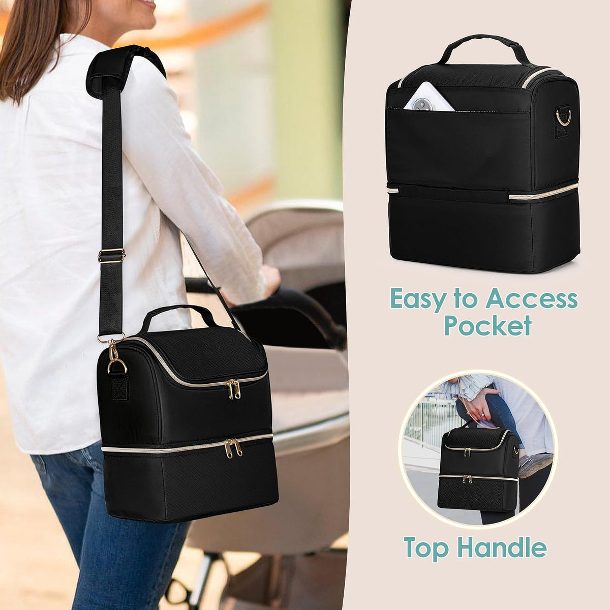 Wearable Breast Pump Bag, Pumping Bag with Cooler Compartment