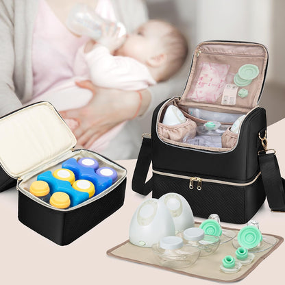 Wearable Breast Pump Bag, Pumping Bag with Cooler Compartment