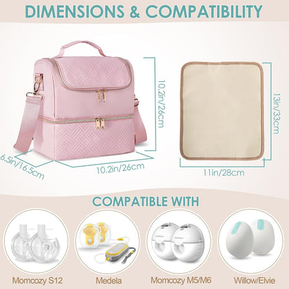 Wearable Breast Pump Bag, Pumping Bag with Cooler Compartment