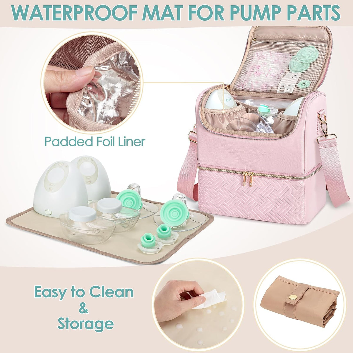 Wearable Breast Pump Bag, Pumping Bag with Cooler Compartment
