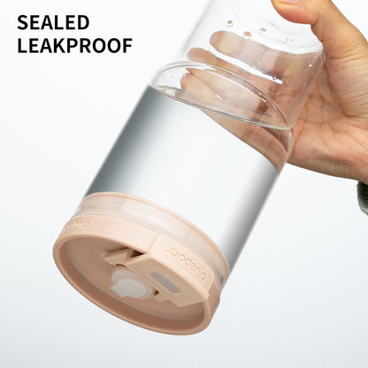 23oz Glass Tumbler with Lid & Straw - Large Iced Coffee Cup, Leakproof & Portable for Office, Gym, Travel for Smoothies, Matcha (Pink with Sleeve)