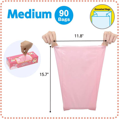 Amazing Odor Sealing Baby Diaper Disposal Bags - Durable and Unscented [Size: M, Color: Pink] (90 count, Pack of 1) (90 Bags)