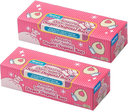 Amazing Odor Sealing Baby Diaper Disposal Bags - Durable and Unscented [Size: M, Color: Pink] (90 count, Pack of 1) (90 Bags)
