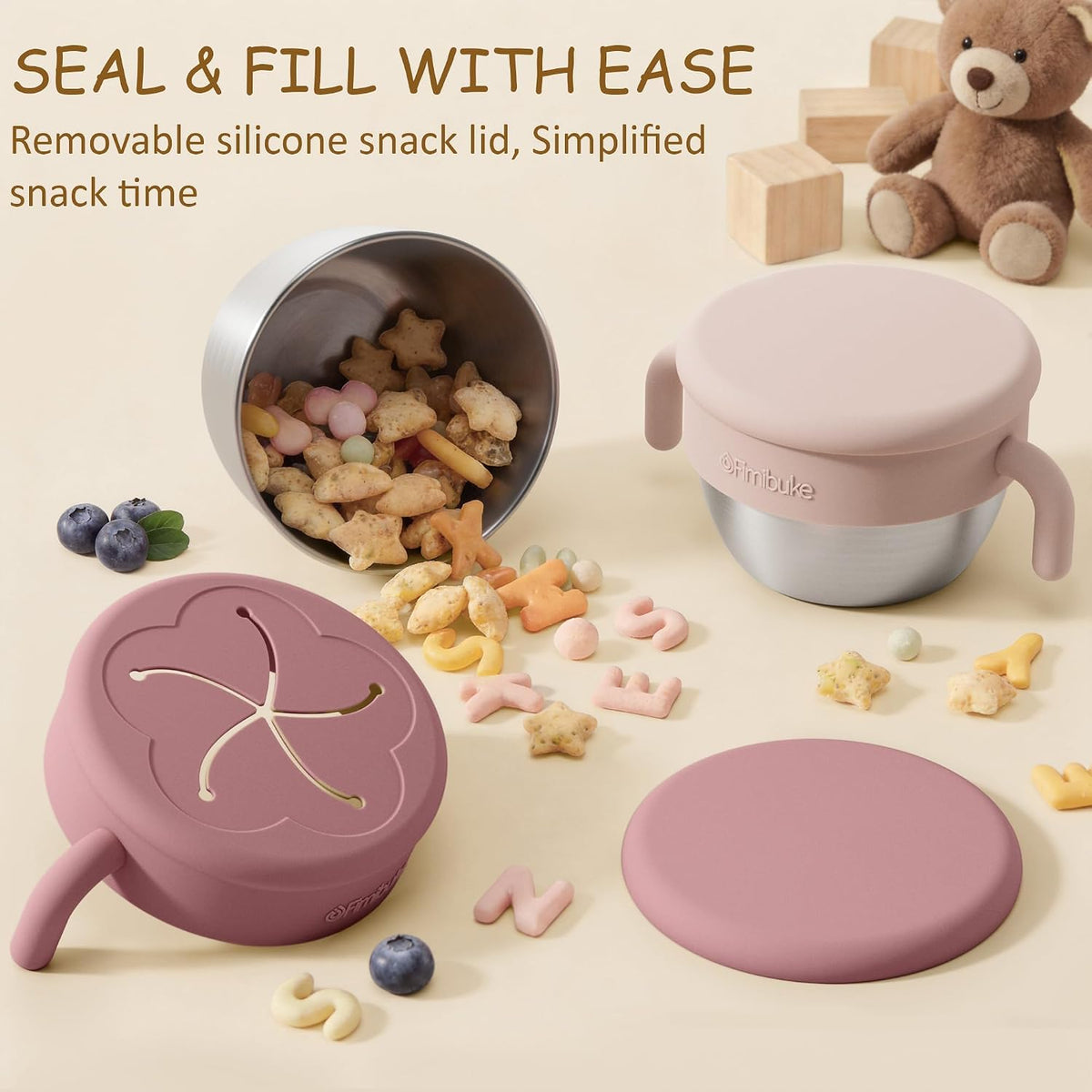 Snack Containers for Toddler Kids, 12 OZ Stainless Steel Snack Cup