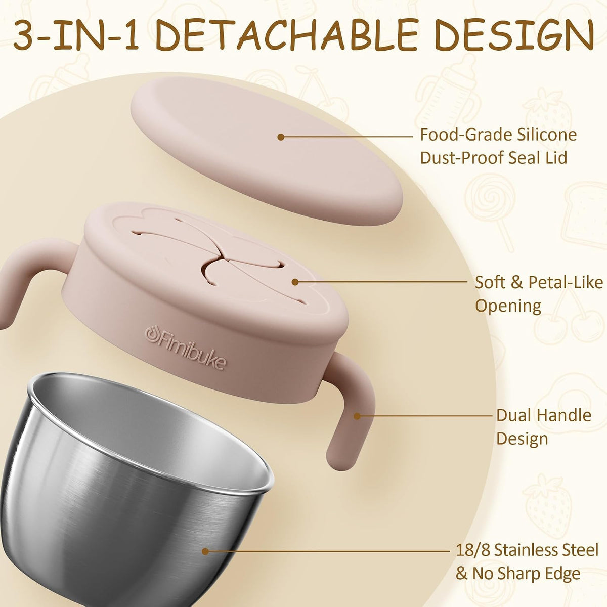 Snack Containers for Toddler Kids, 12 OZ Stainless Steel Snack Cup