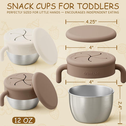 Snack Containers for Toddler Kids, 12 OZ Stainless Steel Snack Cup