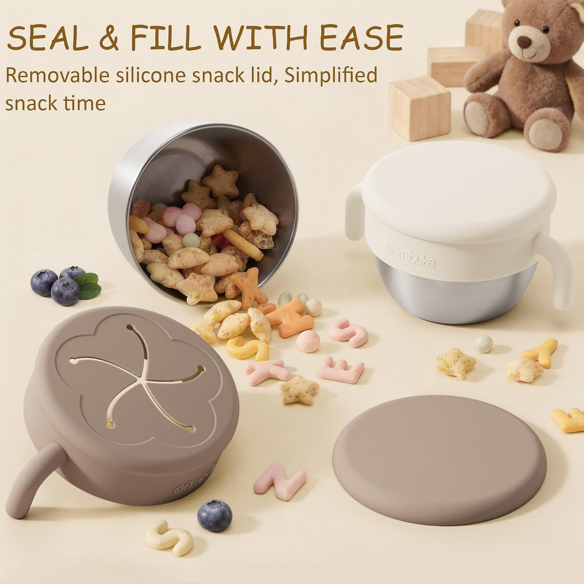 Snack Containers for Toddler Kids, 12 OZ Stainless Steel Snack Cup