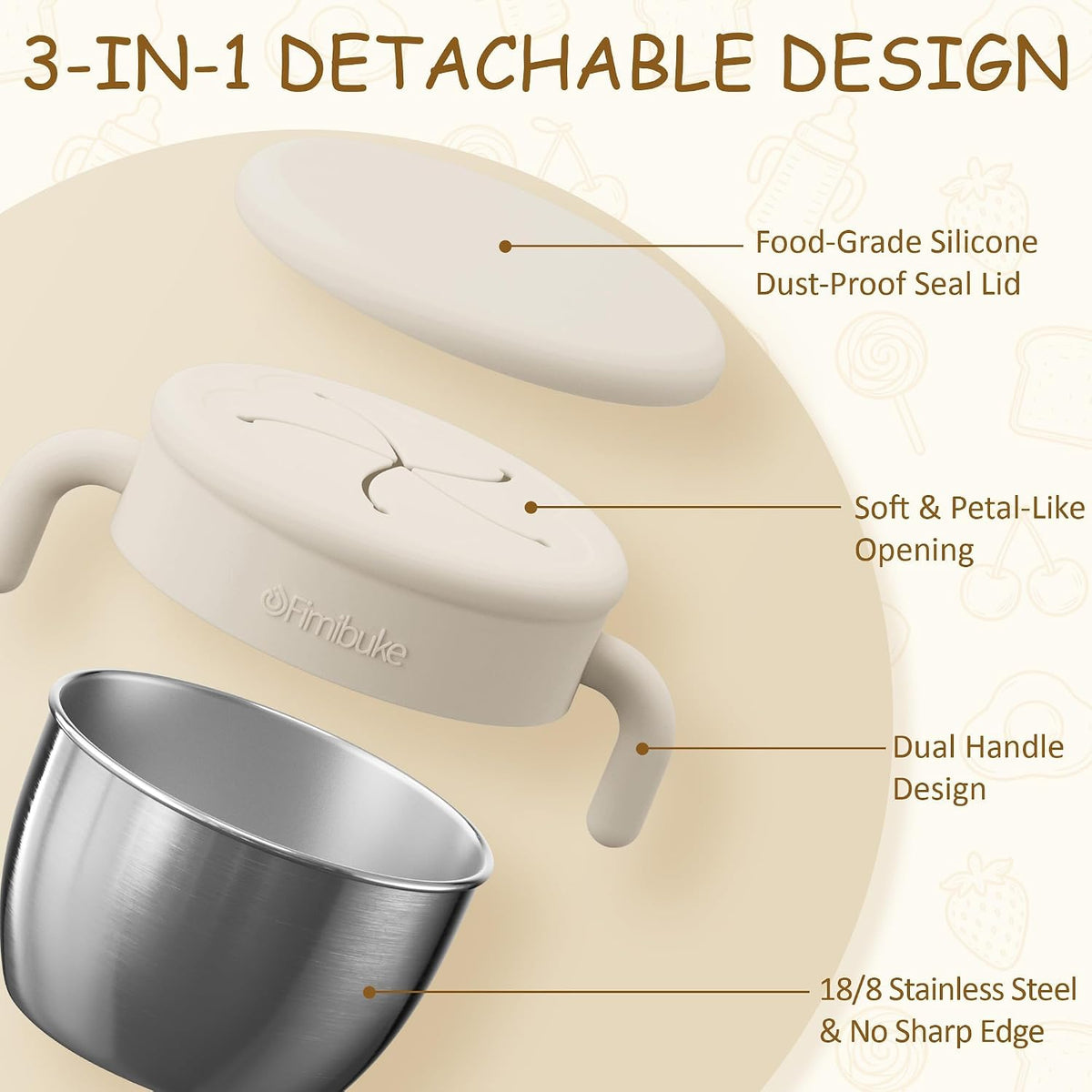 Snack Containers for Toddler Kids, 12 OZ Stainless Steel Snack Cup