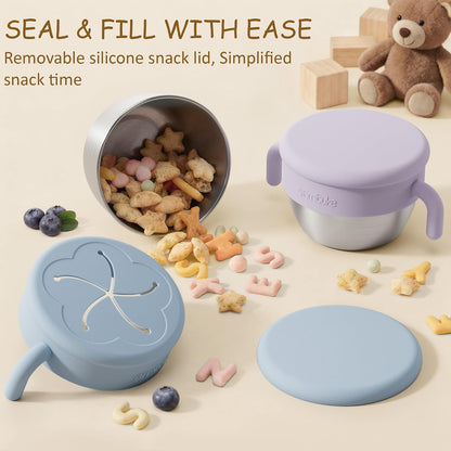 Snack Containers for Toddler Kids, 12 OZ Stainless Steel Snack Cup