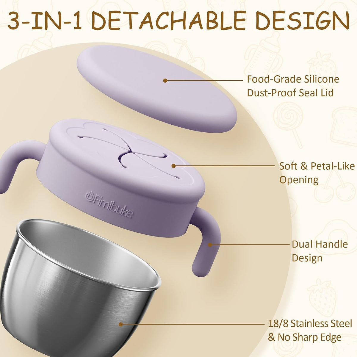 Snack Containers for Toddler Kids, 12 OZ Stainless Steel Snack Cup