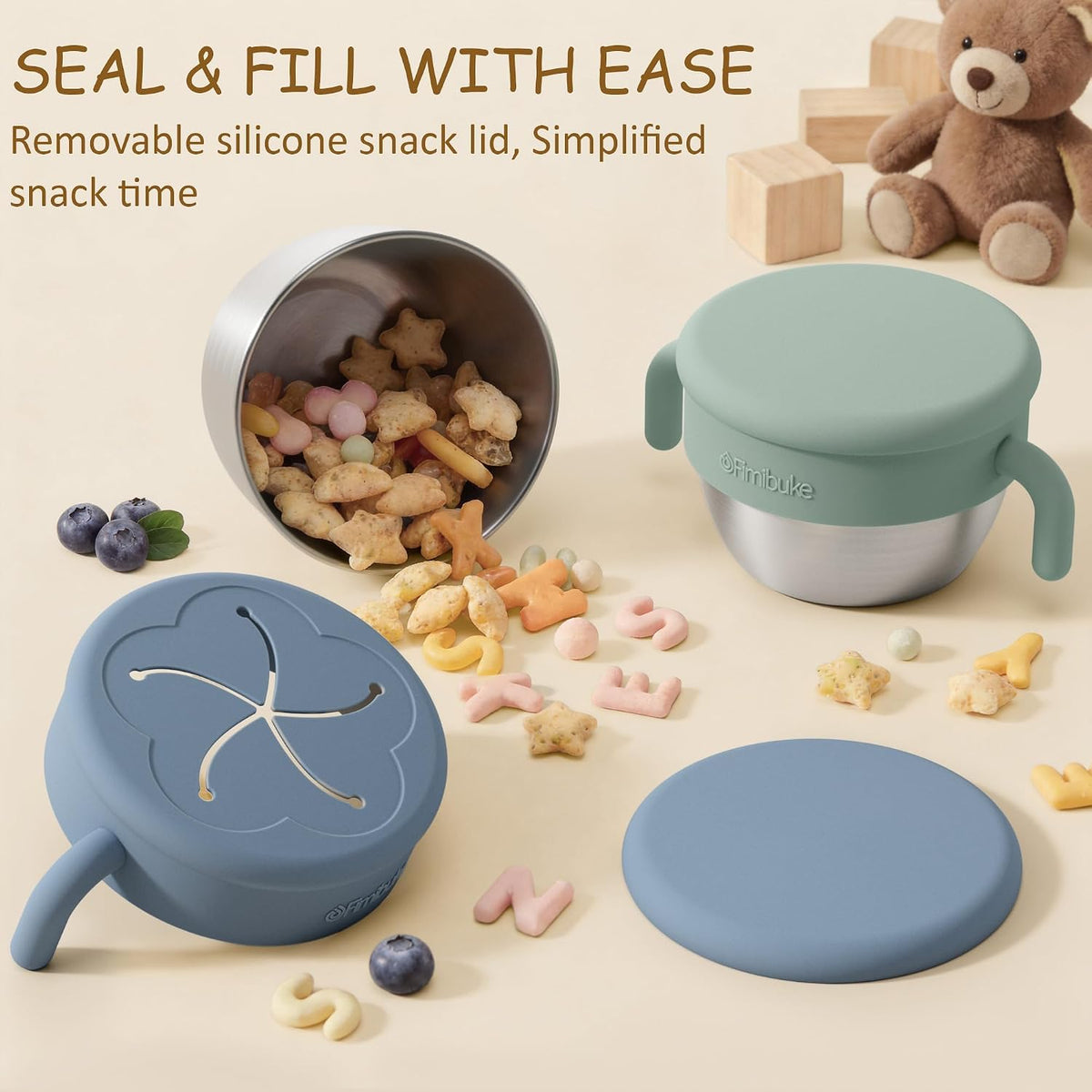 Snack Containers for Toddler Kids, 12 OZ Stainless Steel Snack Cup