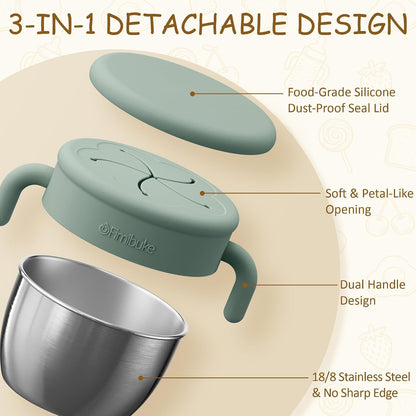 Snack Containers for Toddler Kids, 12 OZ Stainless Steel Snack Cup
