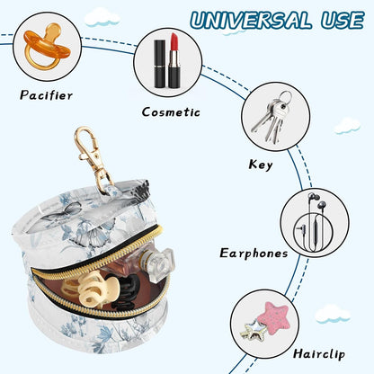 Wildflowers and Butterflies Baby Pacifier Holder Case, Dustproof Portable Storage Box for Diaper Bag Purse, Pacifier Storage Container for Boys & Girls