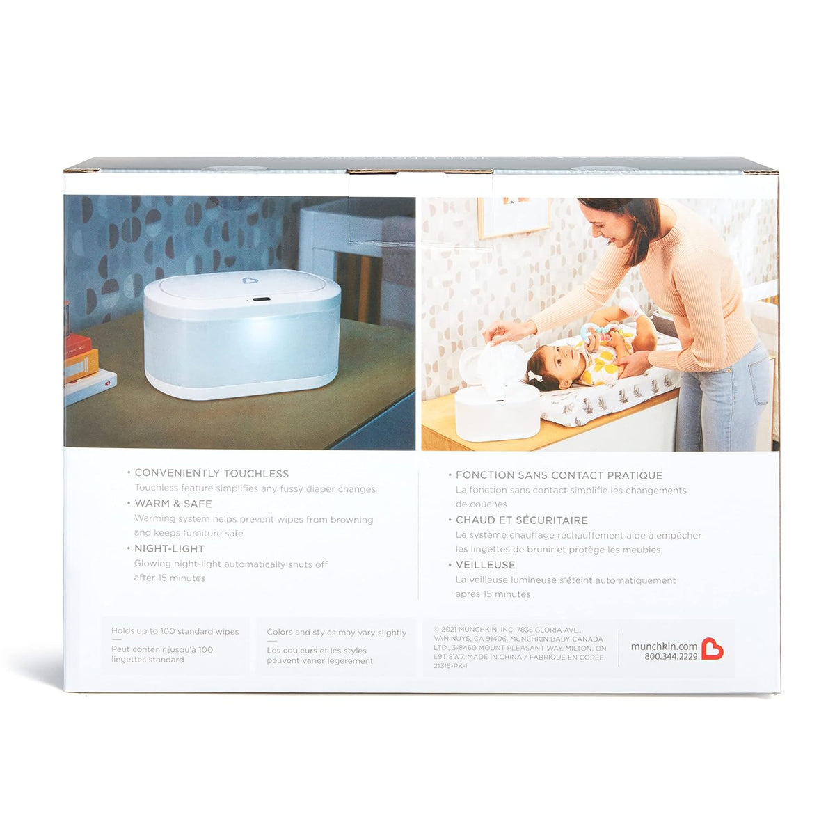 Touch Free Baby Wipe Warmer with Nightlight & Motion Sensor, White