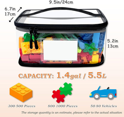Upgraded Large Storage Toy Organizer, Clear Toy Bags with Label & Manual Pocket for Puzzles (8PCS)