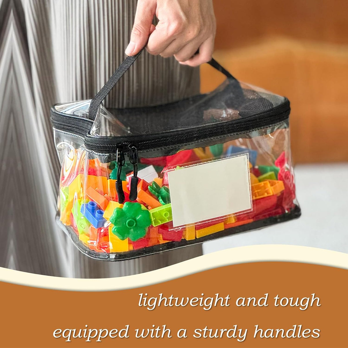 Upgraded Large Storage Toy Organizer, Clear Toy Bags with Label & Manual Pocket for Puzzles (8PCS)