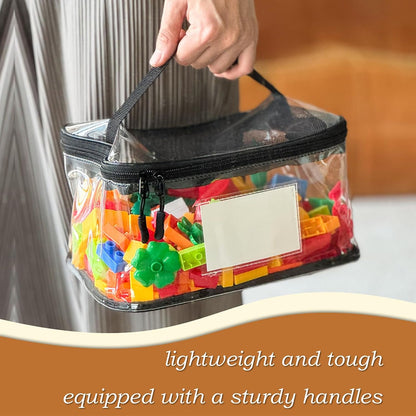 Upgraded Large Storage Toy Organizer, Clear Toy Bags with Label & Manual Pocket for Puzzles (8PCS)