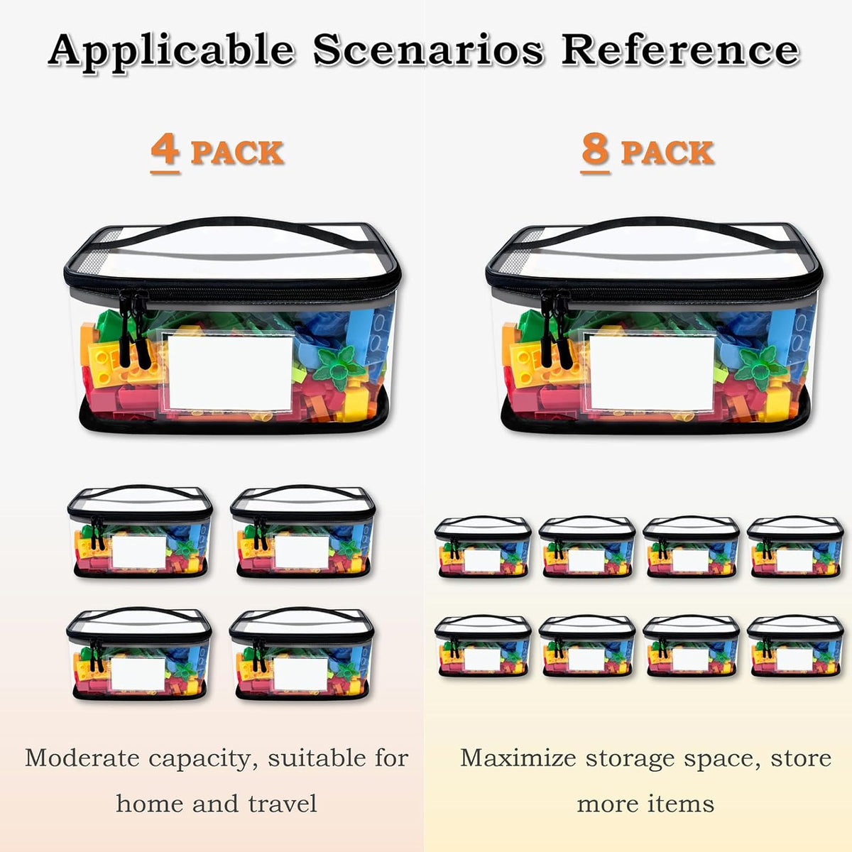 Upgraded Large Storage Toy Organizer, Clear Toy Bags with Label & Manual Pocket for Puzzles (8PCS)