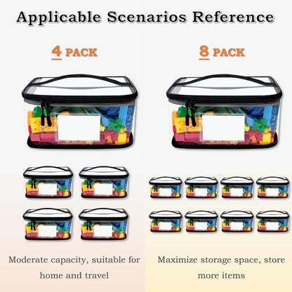 Upgraded Large Storage Toy Organizer, Clear Toy Bags with Label & Manual Pocket for Puzzles (8PCS)
