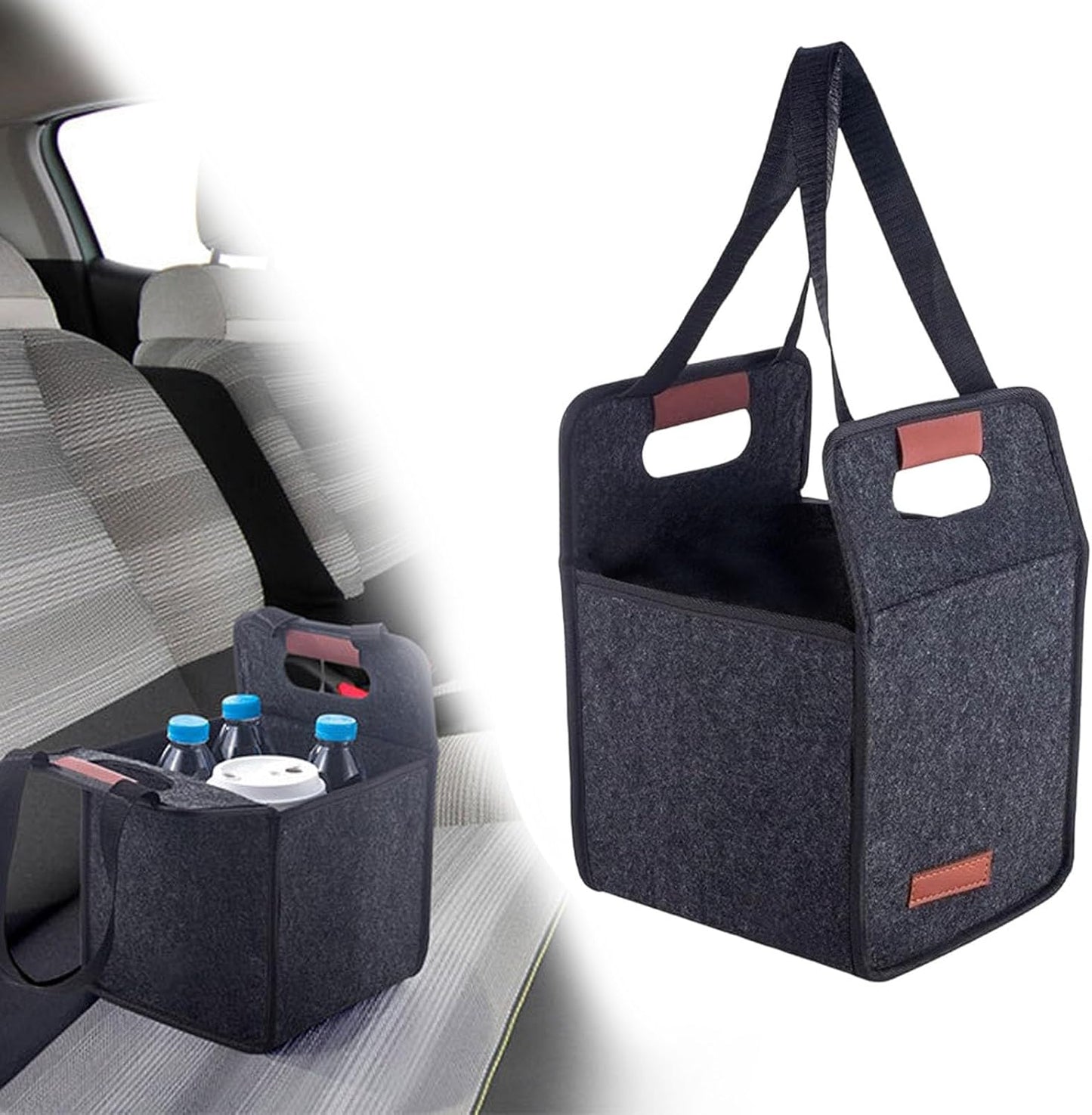 Foldable Drink Carrier Tote Bag with Leak Resistant Compartments, Multi Cup Beverage Organizer with Handle, Insulated Divider for Coffee, Takeout, Car Travel, Picnic, Grocery Transport (2 Cups)
