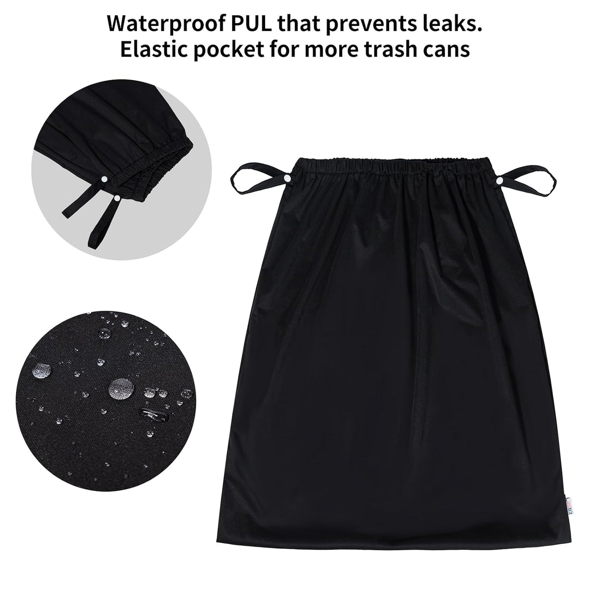 2 Pack Reusable Diaper Pail Liner for Cloth Diaper,Rubbish Bag,Laundry,Fits for 13.3 Gallon Trash Can and Diaper Pails,Kitchen Garbage Cans Black +Gray PL-B2629