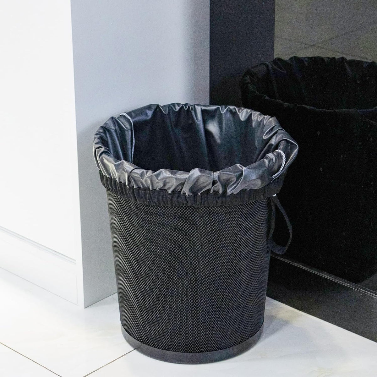 2 Pack Reusable Diaper Pail Liner for Cloth Diaper,Rubbish Bag,Laundry,Fits for 13.3 Gallon Trash Can and Diaper Pails,Kitchen Garbage Cans Black +Gray PL-B2629