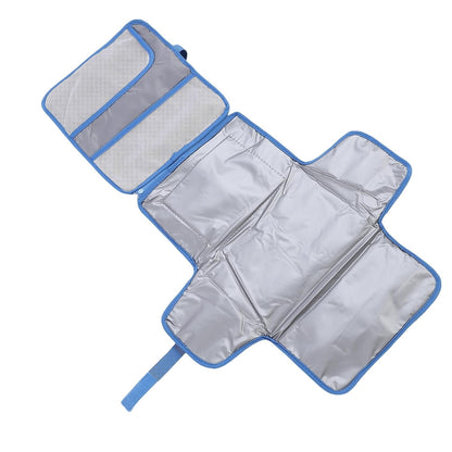 Portable Newborn Diaper Changing Mat Water Proof Baby Changer Pad for Travel, Oxford Cloth, 34.1 X 21.3 Wet Wipe Holder, Outdoor Outings (Grey)
