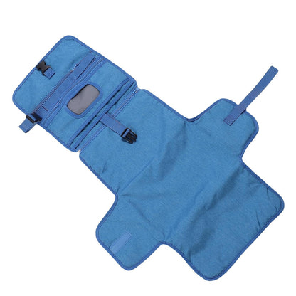 Portable Newborn Diaper Changing Mat Water Proof Baby Changer Pad for Travel, Oxford Cloth, 34.1 X 21.3 Wet Wipe Holder, Outdoor Outings (Grey)