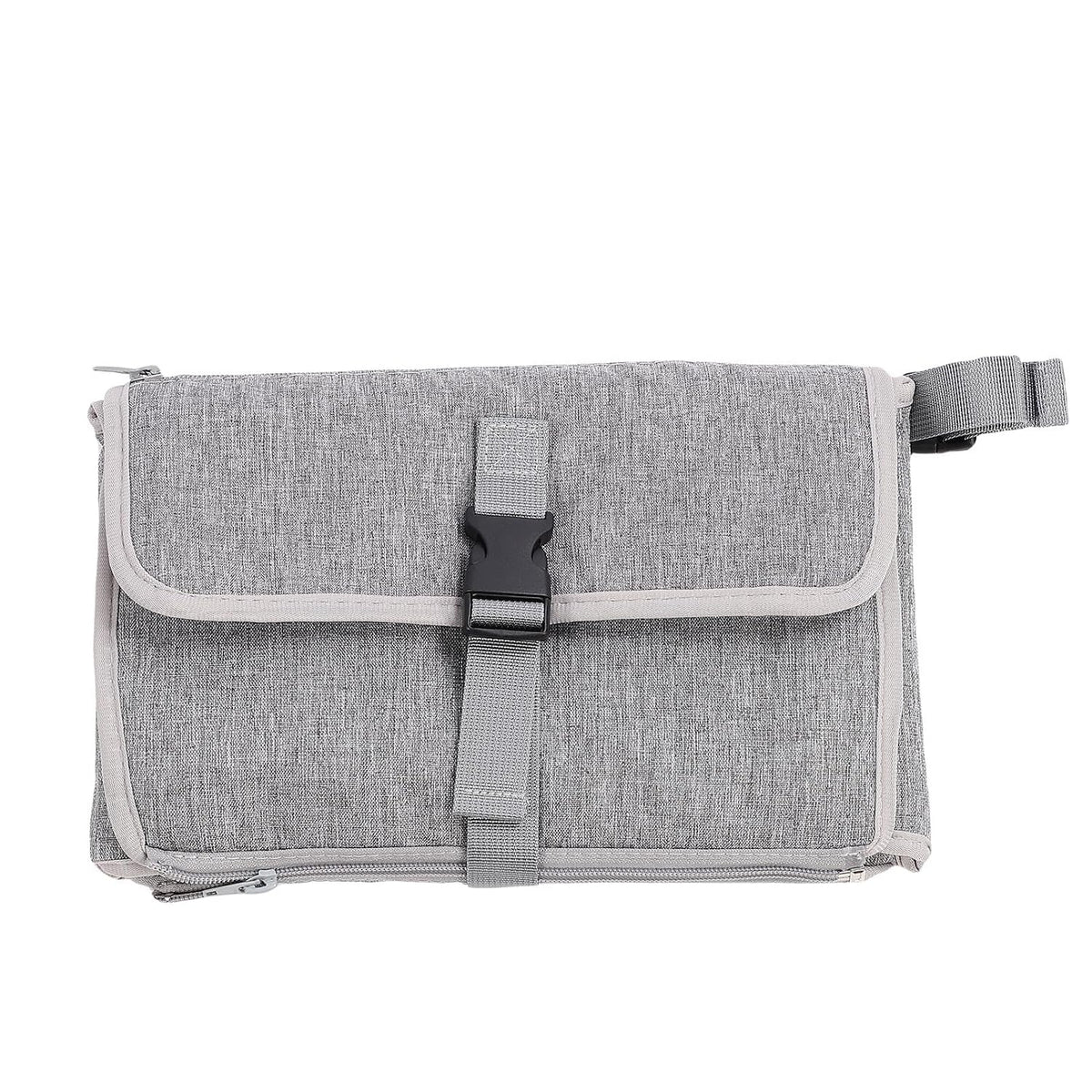 Portable Newborn Diaper Changing Mat Water Proof Baby Changer Pad for Travel, Oxford Cloth, 34.1 X 21.3 Wet Wipe Holder, Outdoor Outings (Grey)