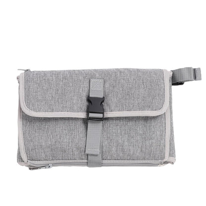 Portable Newborn Diaper Changing Mat Water Proof Baby Changer Pad for Travel, Oxford Cloth, 34.1 X 21.3 Wet Wipe Holder, Outdoor Outings (Grey)