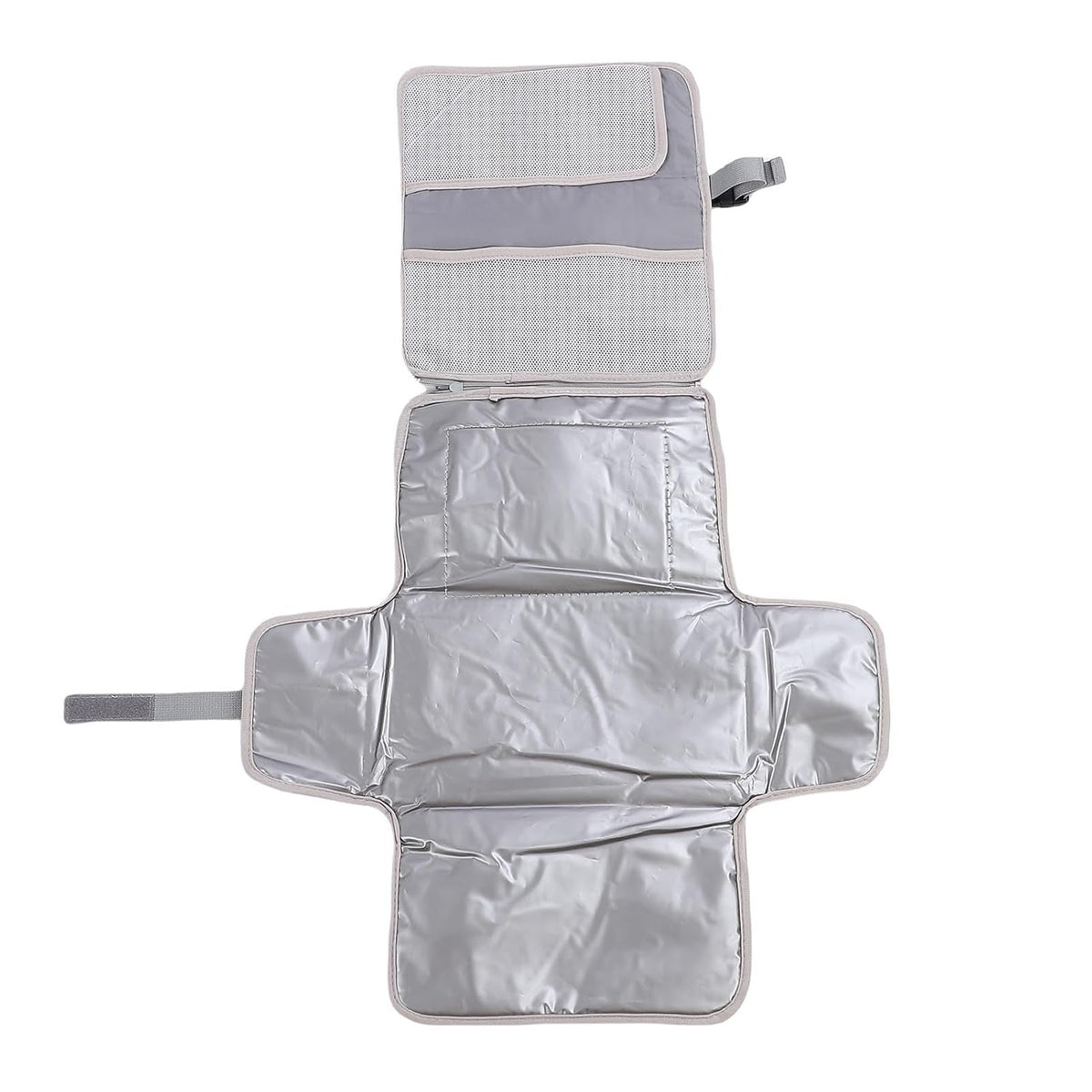 Portable Newborn Diaper Changing Mat Water Proof Baby Changer Pad for Travel, Oxford Cloth, 34.1 X 21.3 Wet Wipe Holder, Outdoor Outings (Grey)