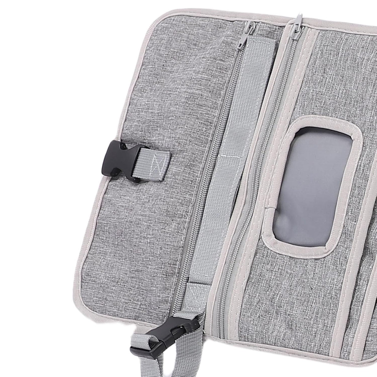 Portable Newborn Diaper Changing Mat Water Proof Baby Changer Pad for Travel, Oxford Cloth, 34.1 X 21.3 Wet Wipe Holder, Outdoor Outings (Grey)