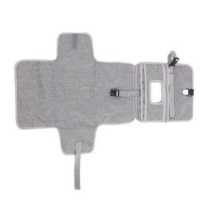 Portable Newborn Diaper Changing Mat Water Proof Baby Changer Pad for Travel, Oxford Cloth, 34.1 X 21.3 Wet Wipe Holder, Outdoor Outings (Grey)