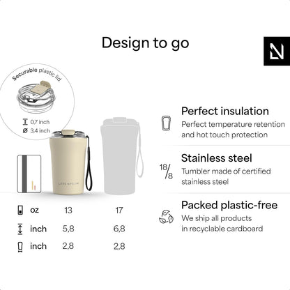 LARS NYSØM Thermo Coffee Mug to go with Strap 17oz | Travel Mug 0.5 Liter with Insulation | Leak Proof Stainless Steel Thermal Tumbler for Coffee and Tea to Go (Aqua Turquoise, 17 oz)