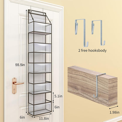 5-Shelf Over The Door Hanging Pantry Organizer, Room Organizer with Clear Plastic Pockets, 25lb Ultra Sturdy & Large Capacity for Closet, Bedroom, Nursery, Bathroom and Sundries