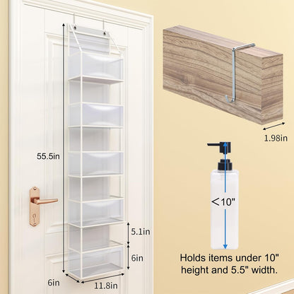 5-Shelf Over The Door Hanging Pantry Organizer, Room Organizer with Clear Plastic Pockets, 25lb Ultra Sturdy & Large Capacity for Closet, Bedroom, Nursery, Bathroom and Sundries