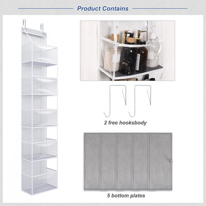 5-Shelf Over The Door Hanging Pantry Organizer, Room Organizer with Clear Plastic Pockets, 25lb Ultra Sturdy & Large Capacity for Closet, Bedroom, Nursery, Bathroom and Sundries