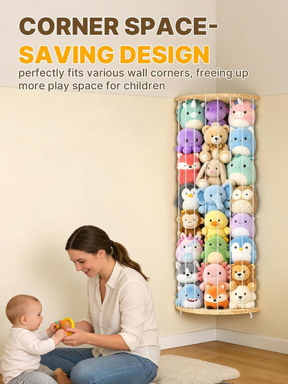 Stuffed Animal Storage, Corner Wall Hanging Plush Toy Organizer for Nursery