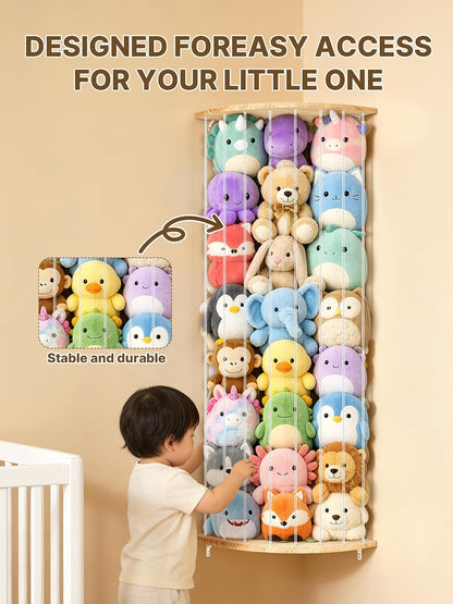 Stuffed Animal Storage, Corner Wall Hanging Plush Toy Organizer for Nursery