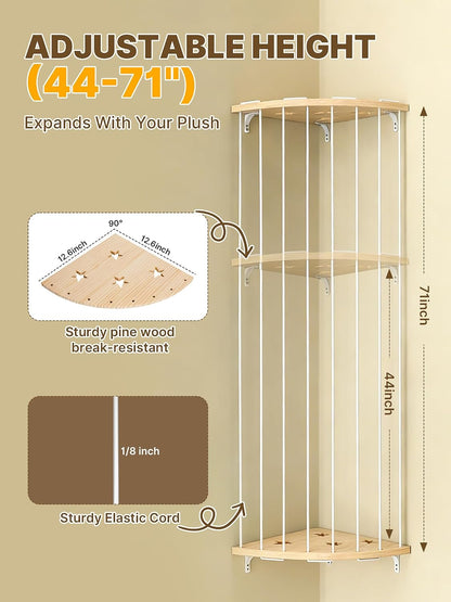 Stuffed Animal Storage, Corner Wall Hanging Plush Toy Organizer for Nursery