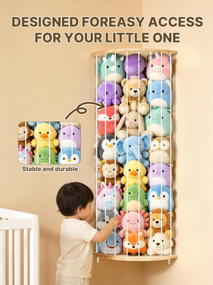 Stuffed Animal Storage, Corner Wall Hanging Plush Toy Organizer for Nursery