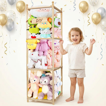 Stuffed Animal Storage, Corner Wall Hanging Plush Toy Organizer for Nursery