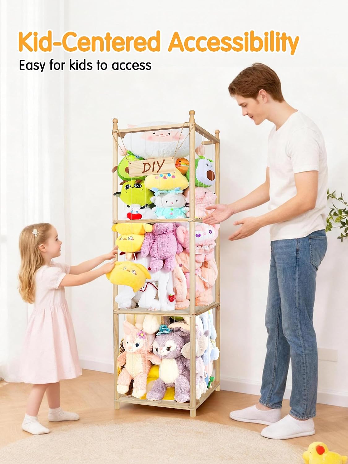 Stuffed Animal Storage, Corner Wall Hanging Plush Toy Organizer for Nursery
