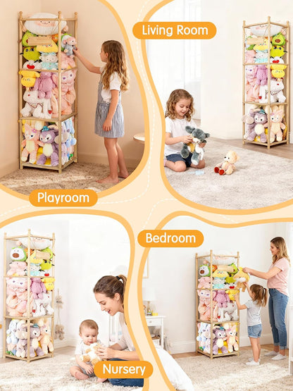 Stuffed Animal Storage, Corner Wall Hanging Plush Toy Organizer for Nursery