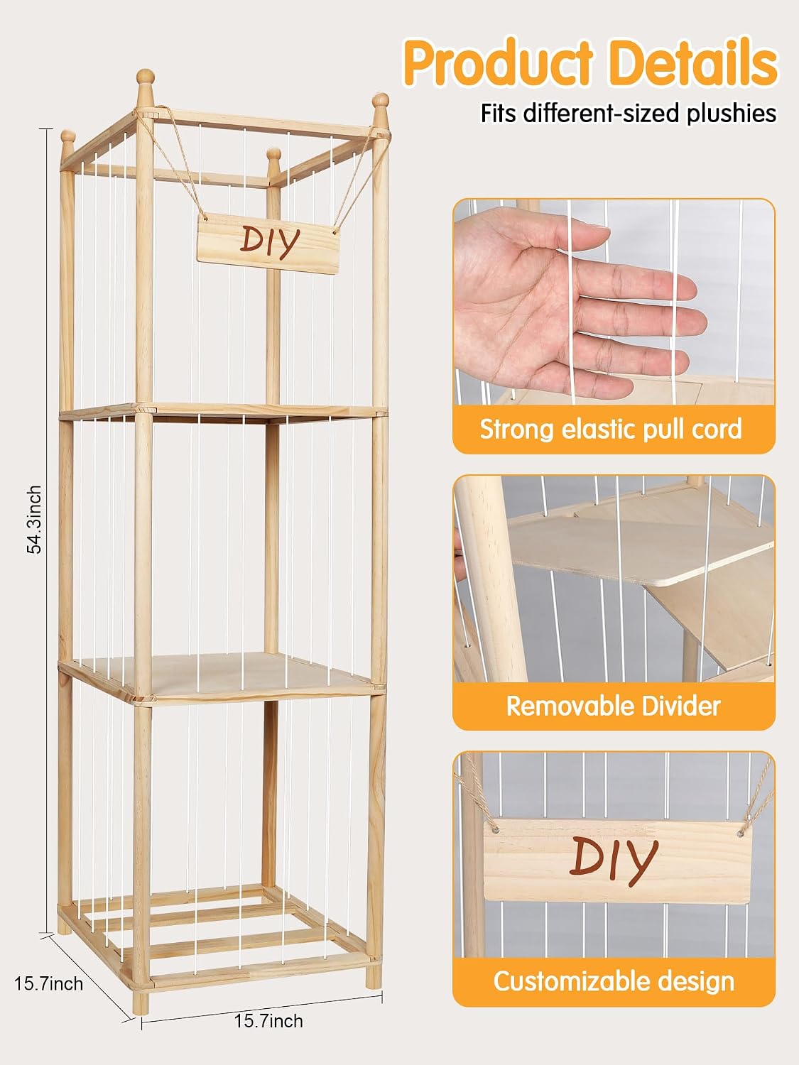Stuffed Animal Storage, Corner Wall Hanging Plush Toy Organizer for Nursery