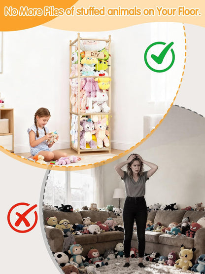Stuffed Animal Storage, Corner Wall Hanging Plush Toy Organizer for Nursery