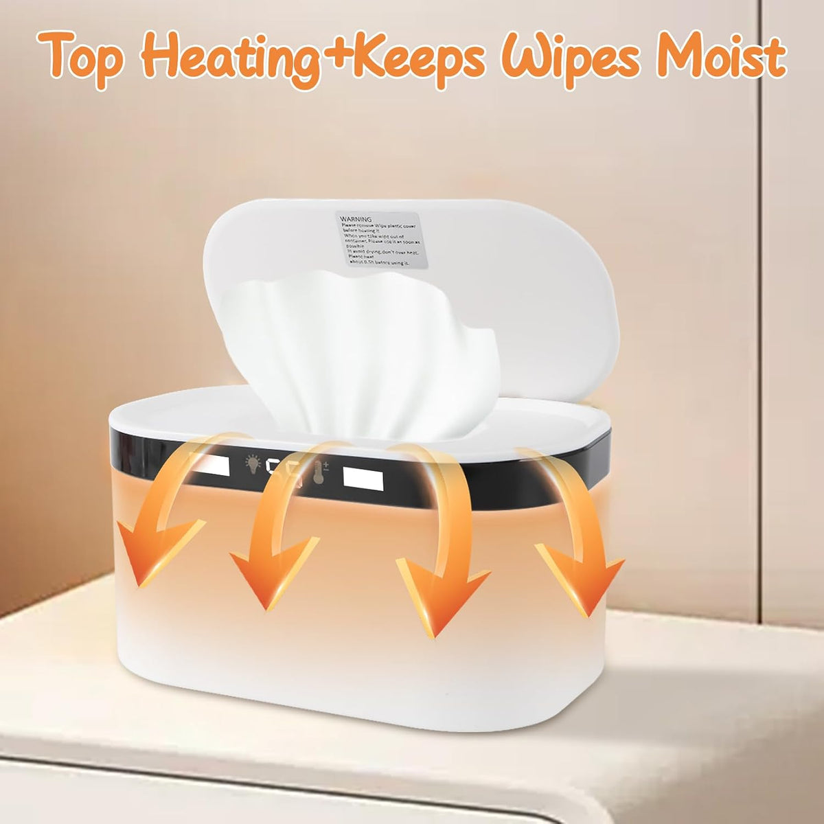 Baby Wipe Warmer, Wet Wipe Warmer 5 Modes of Temperature Heating Control Dual Heat for Baby's Comfort Large Capacity Wipes Dispenser Diaper Wipe Warmer with Night Light